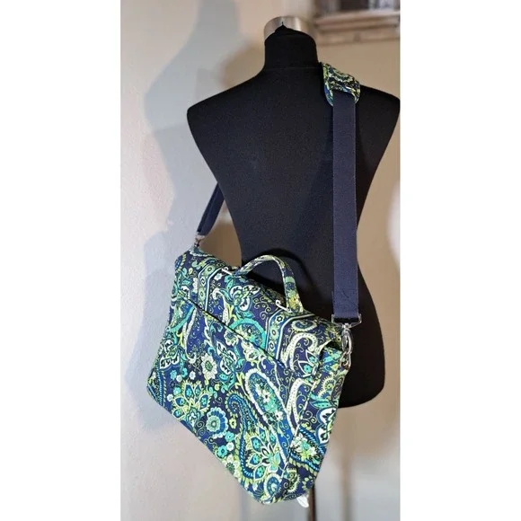 Vera Bradley Messenger Rythm & Blues Pattern Laptop Attache Convertible Strap - Picture 10 of 13